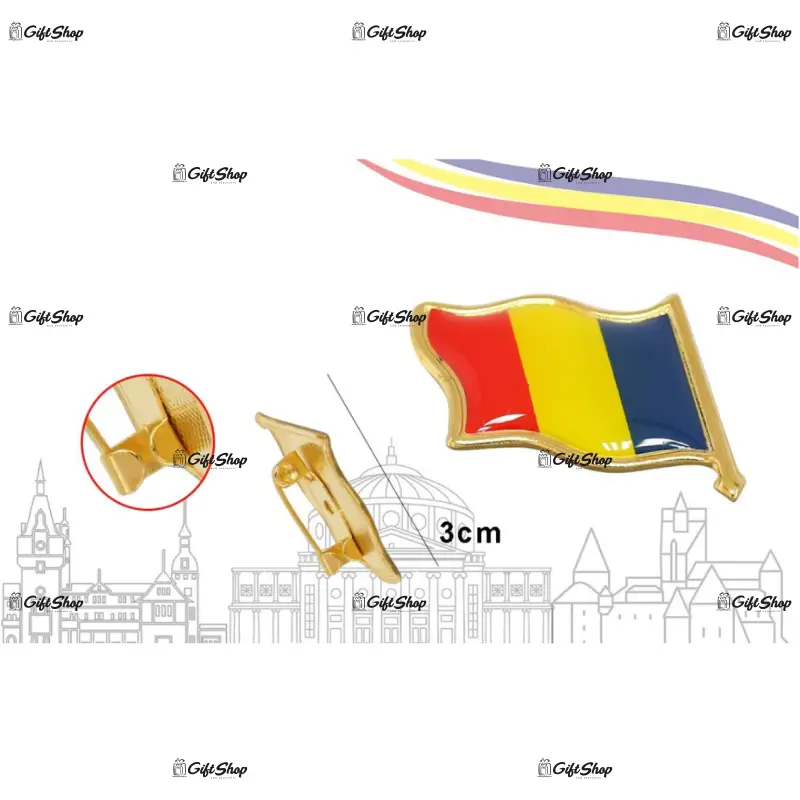 Insigna steag romania, din metal, model a